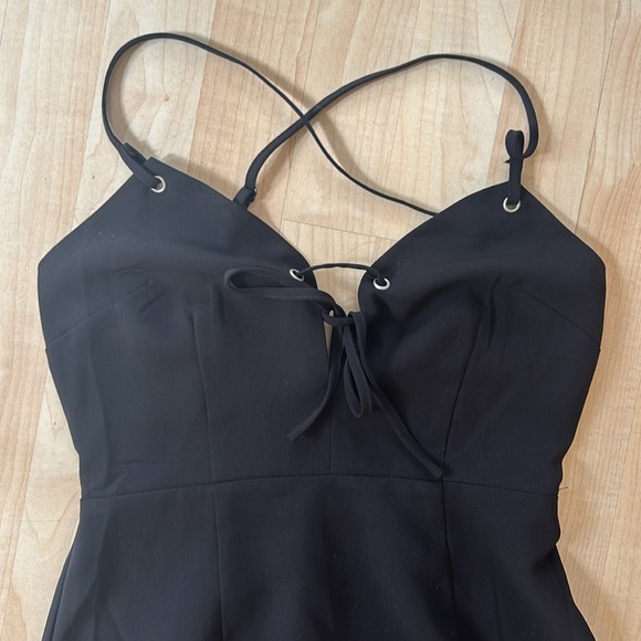 NWOT Urban Outfitters XS Black Mini Dress with Tie front Grommet Detail - Picture 2 of 4